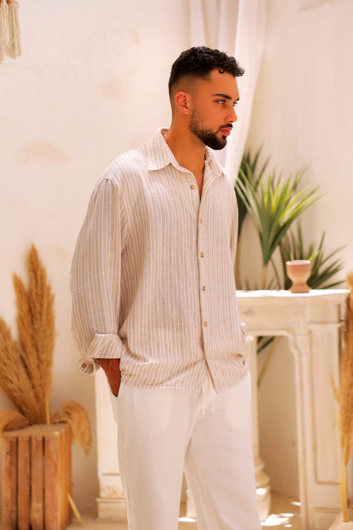 Linen Breeze Beige Shirt