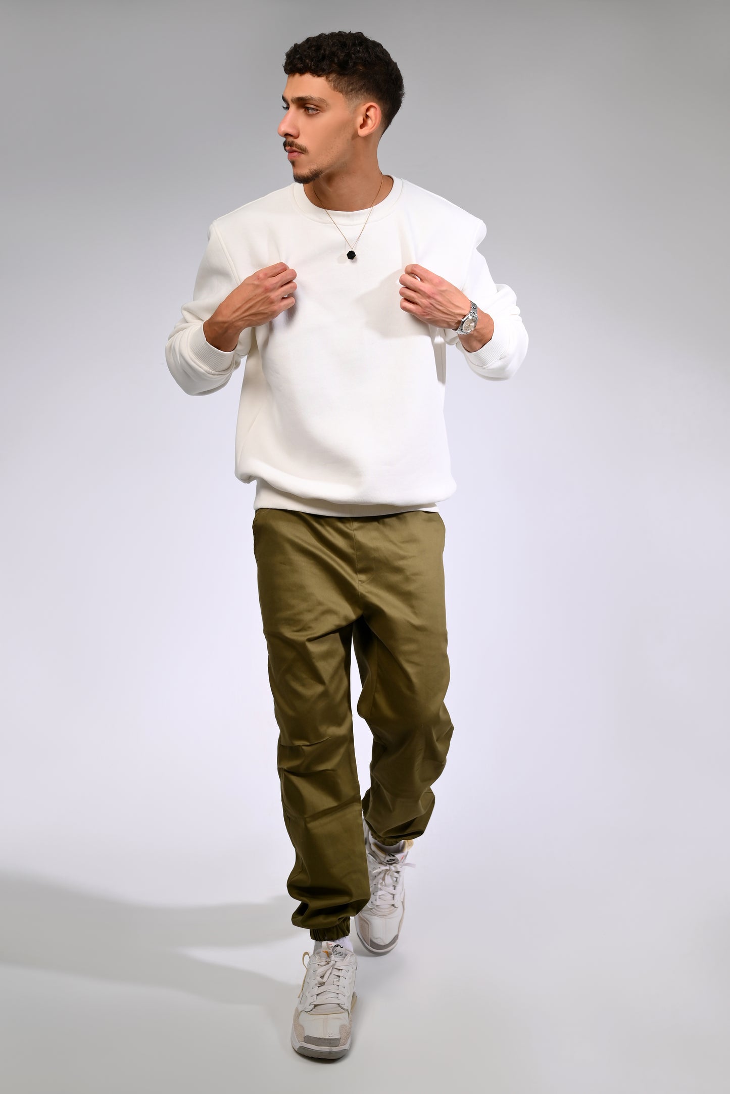 Olive green Gabardine Cargo Pants