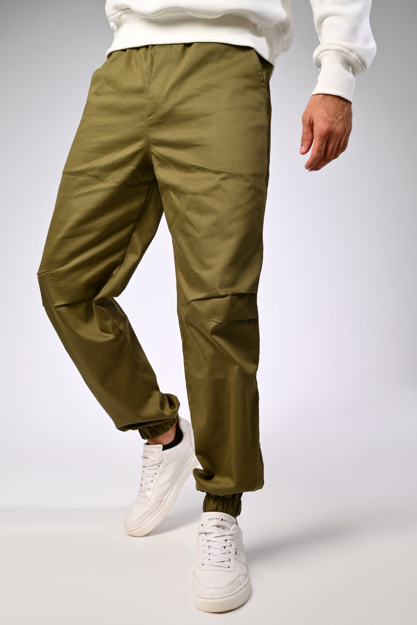 Olive green Gabardine Cargo Pants