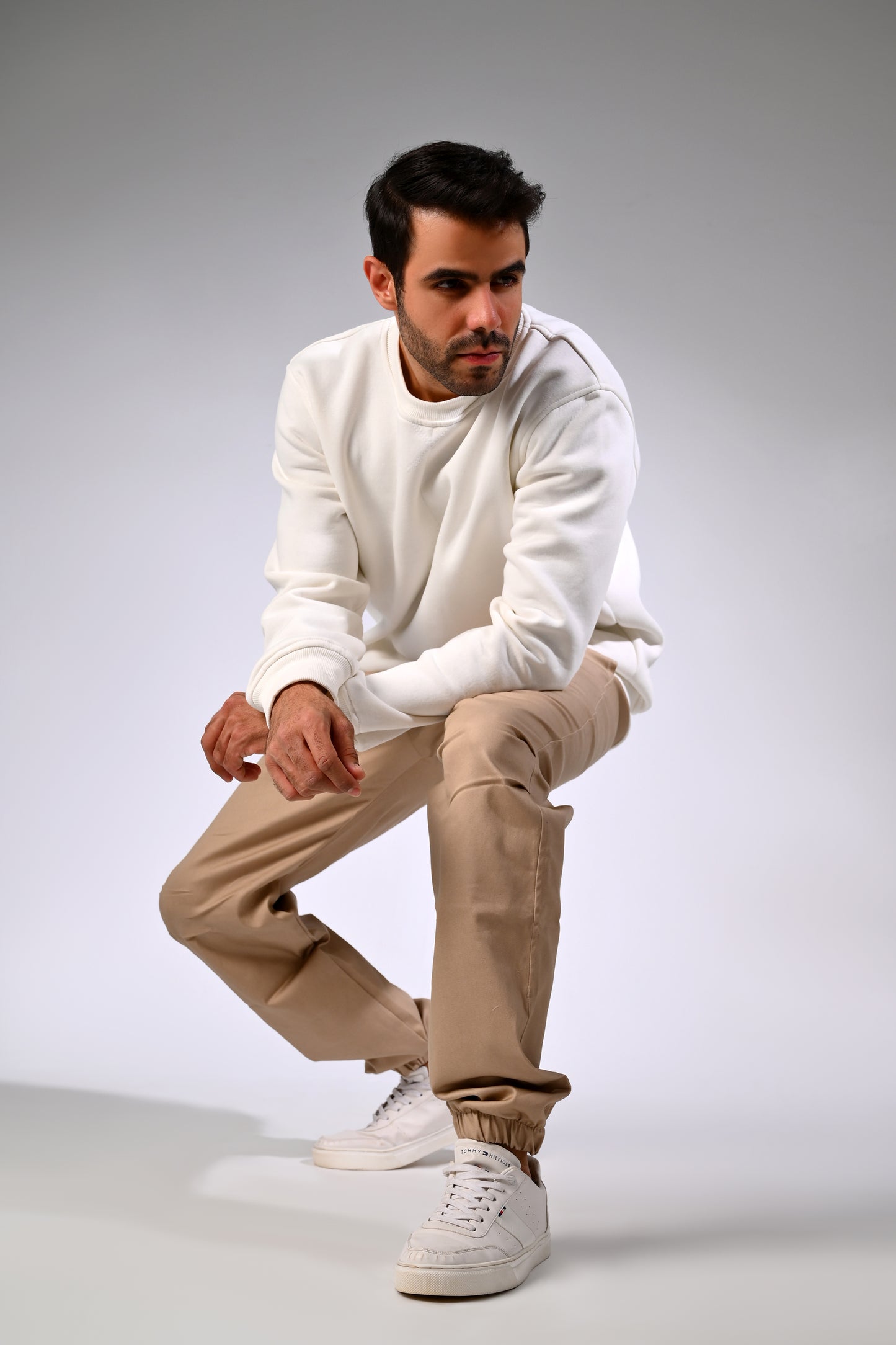 Beige Gabardine Cargo Pants