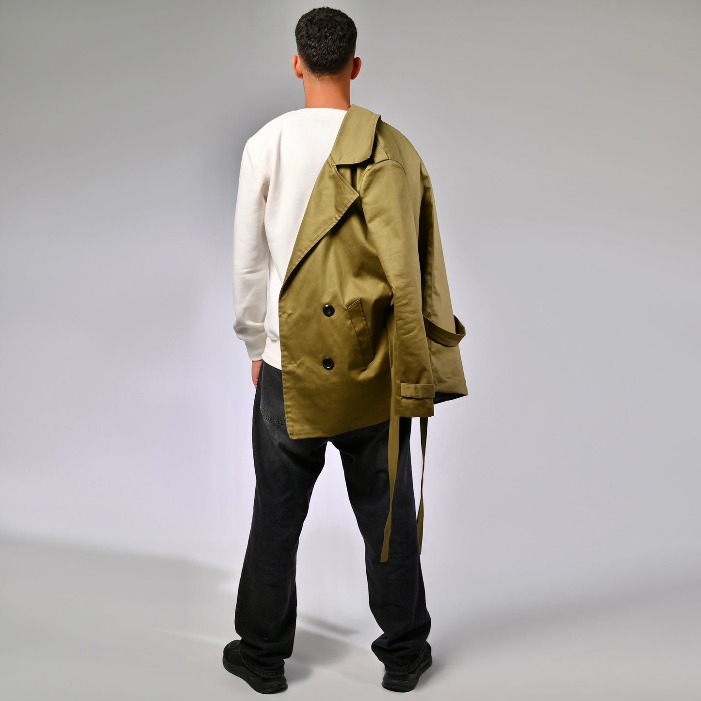 Olive Green Gabardine Trench