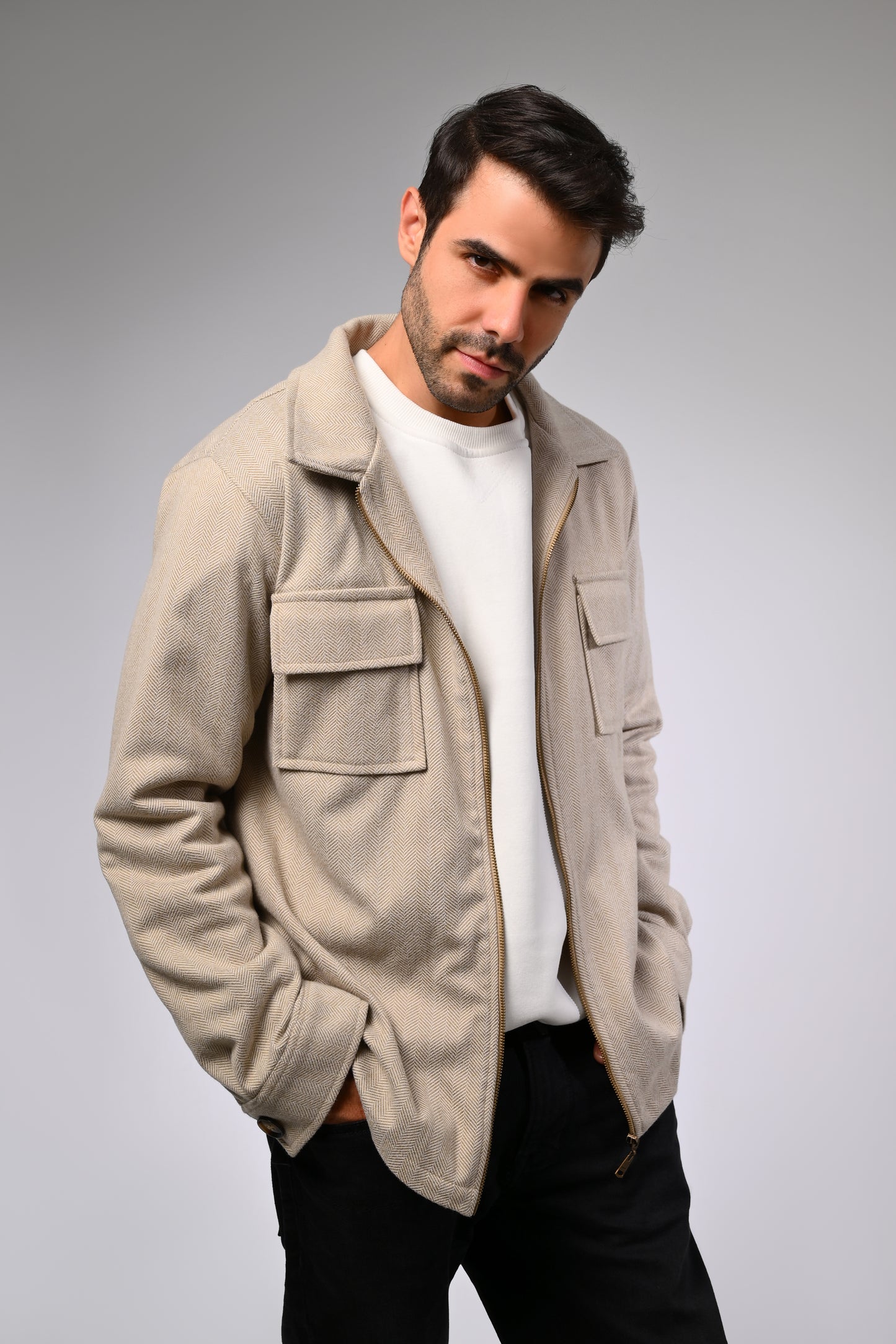 Woolen Beige Shacket