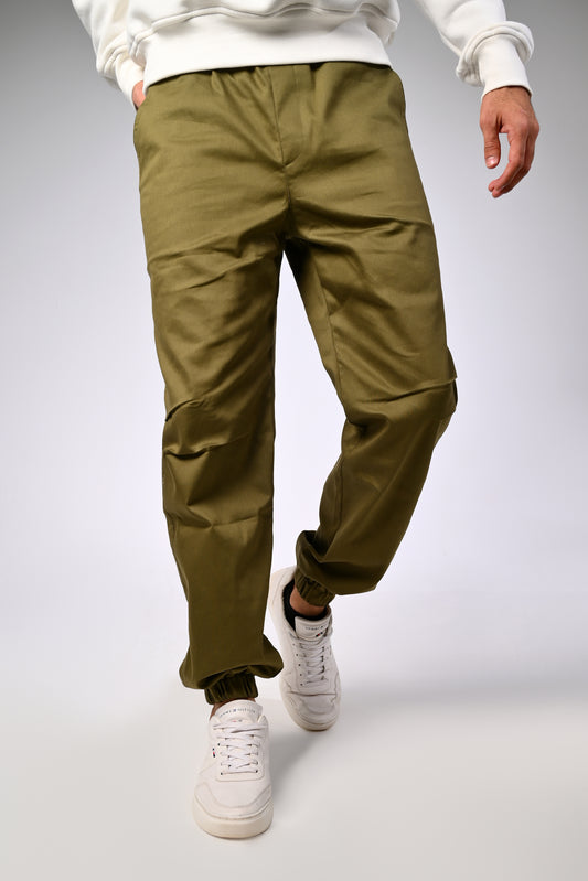 Olive green Gabardine Cargo Pants