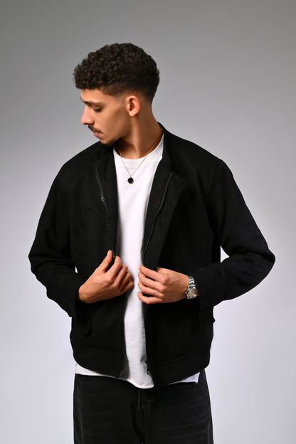 Black Suede Zipper Jacket