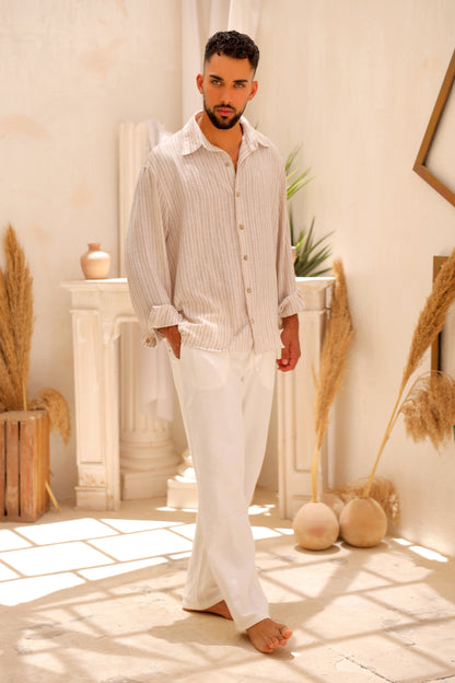 Linen Breeze Beige Shirt