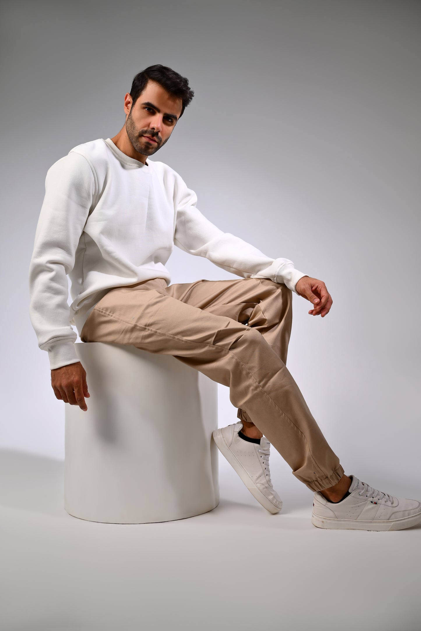 Beige Gabardine Cargo Pants