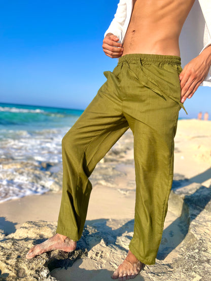 Olive Green Linen Pants