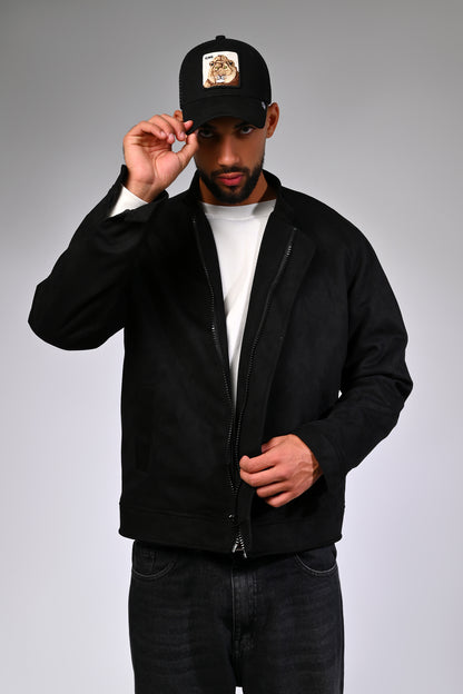 Black Suede Zipper Jacket