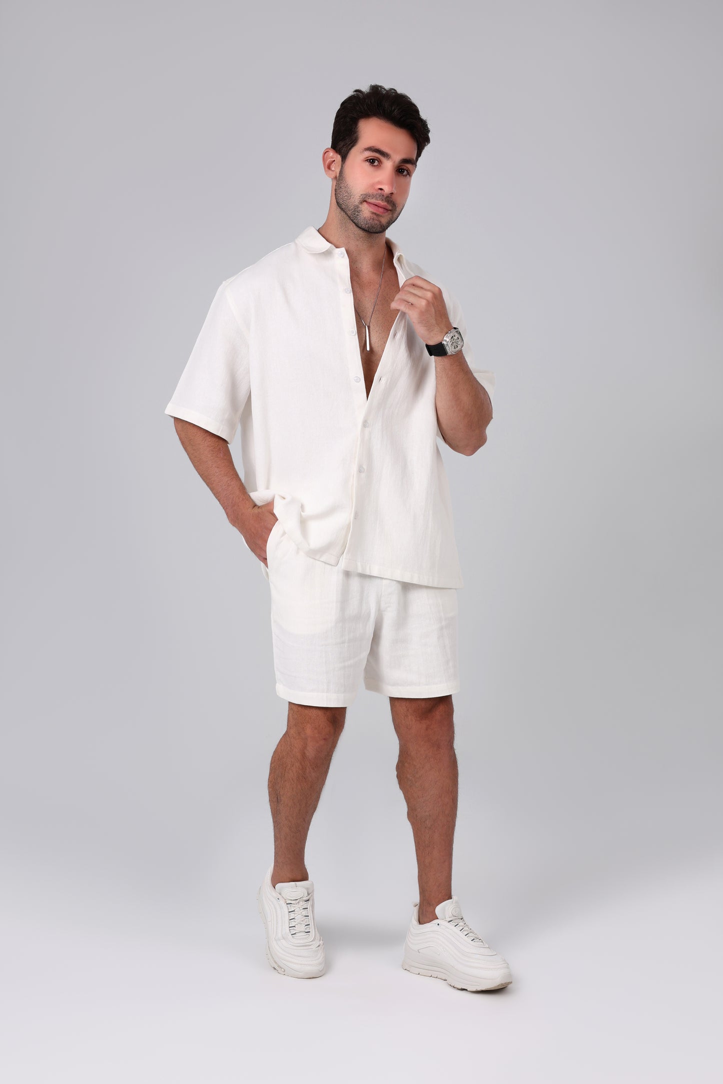 Sol White Linen Shorts