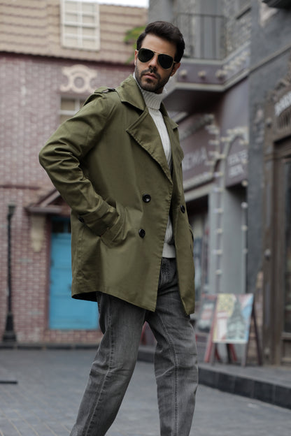 Olive Green Gabardine Trench