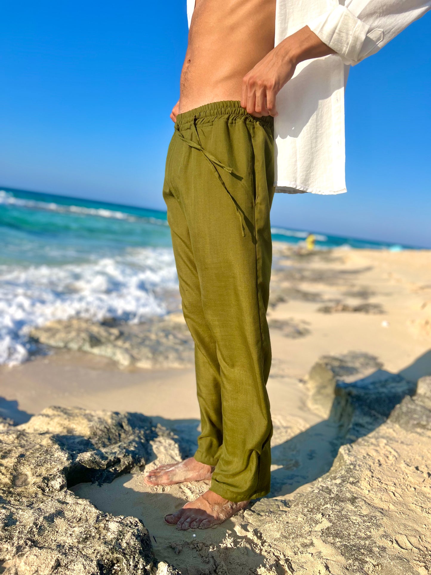 Olive Green Linen Pants