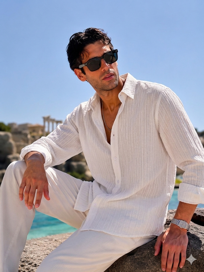 Riviera Shirt - Striped White