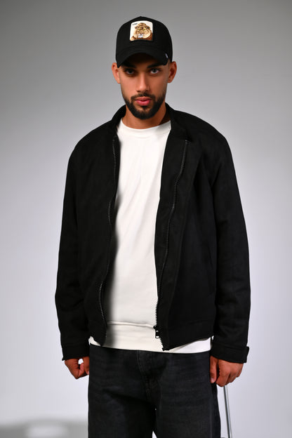 Black Suede Zipper Jacket