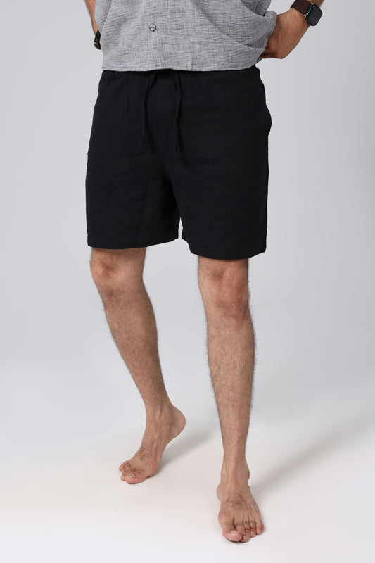Sol Black Linen Shorts