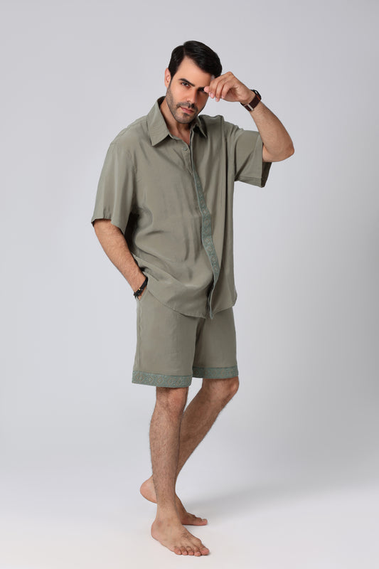 Ibiza Olive Shorts Set