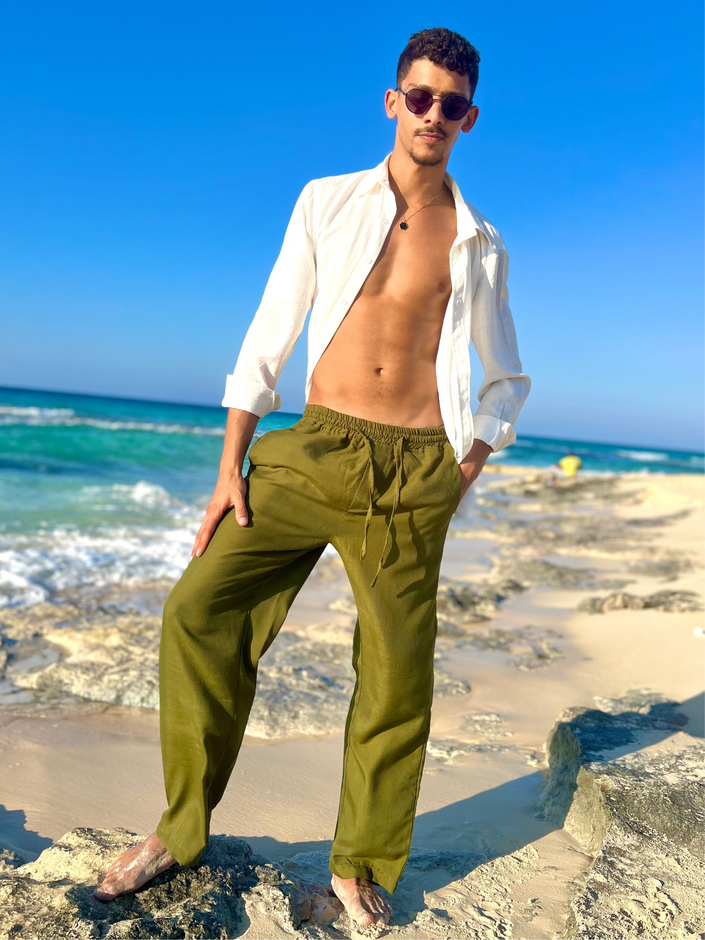 Olive Green Linen Pants