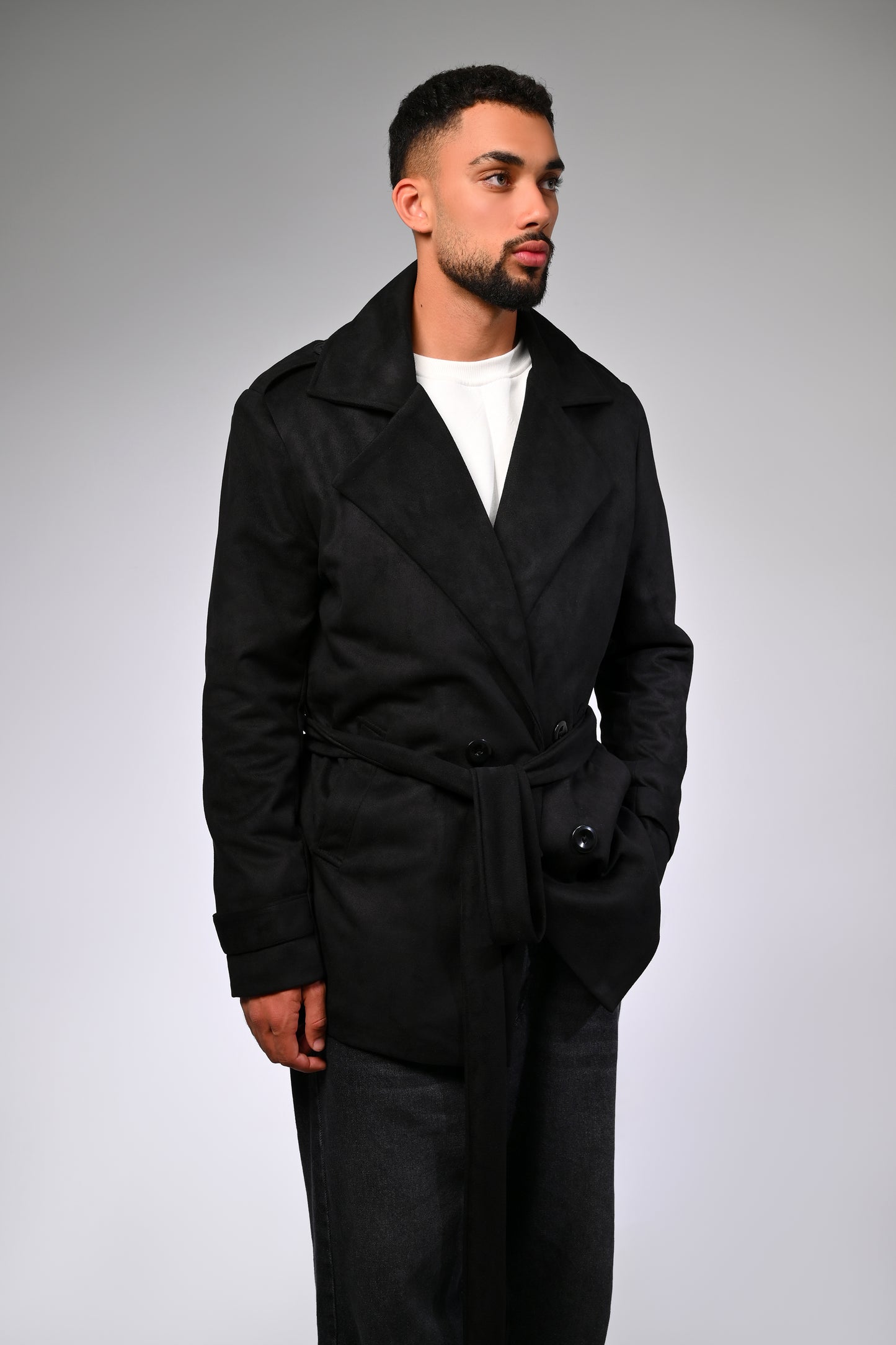 Black Suede Trench