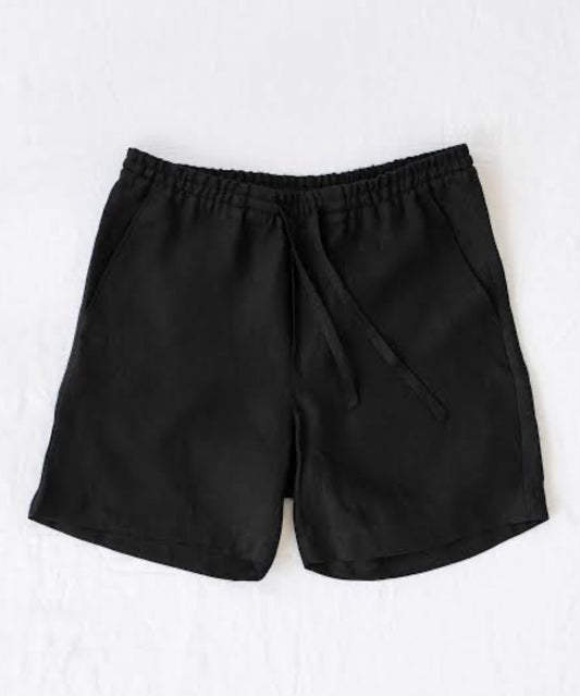 Black Linen Shorts