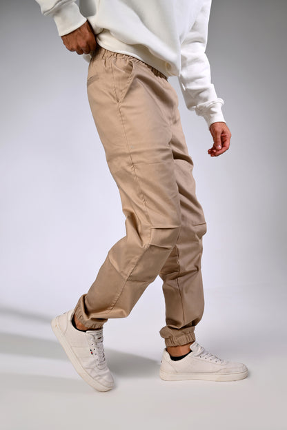 Beige Gabardine Cargo Pants