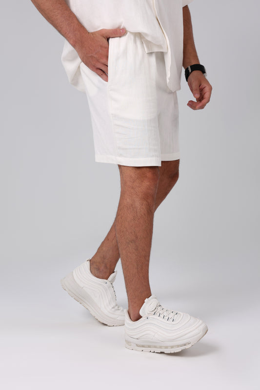 Sol White Linen Shorts
