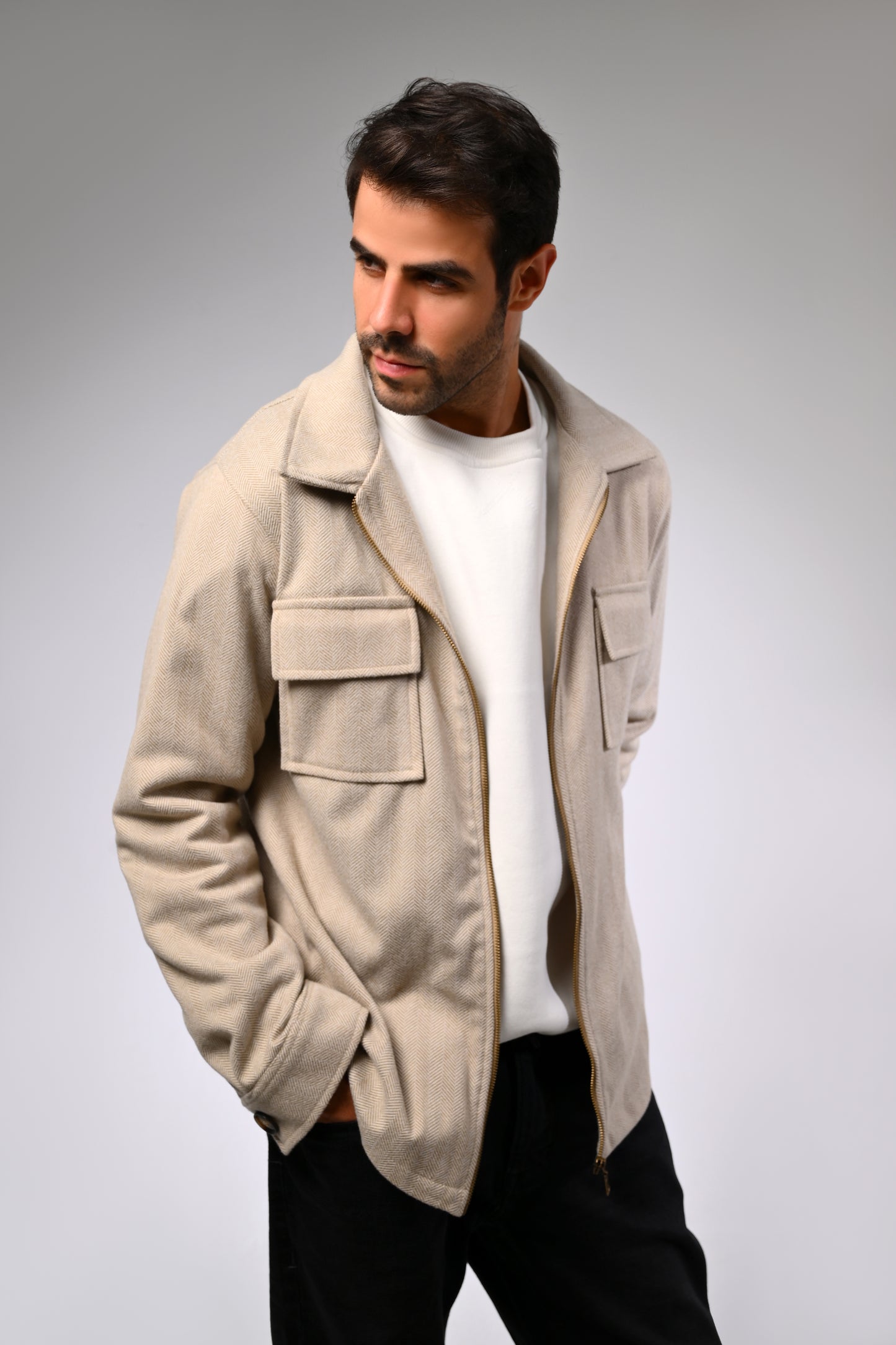 Woolen Beige Shacket