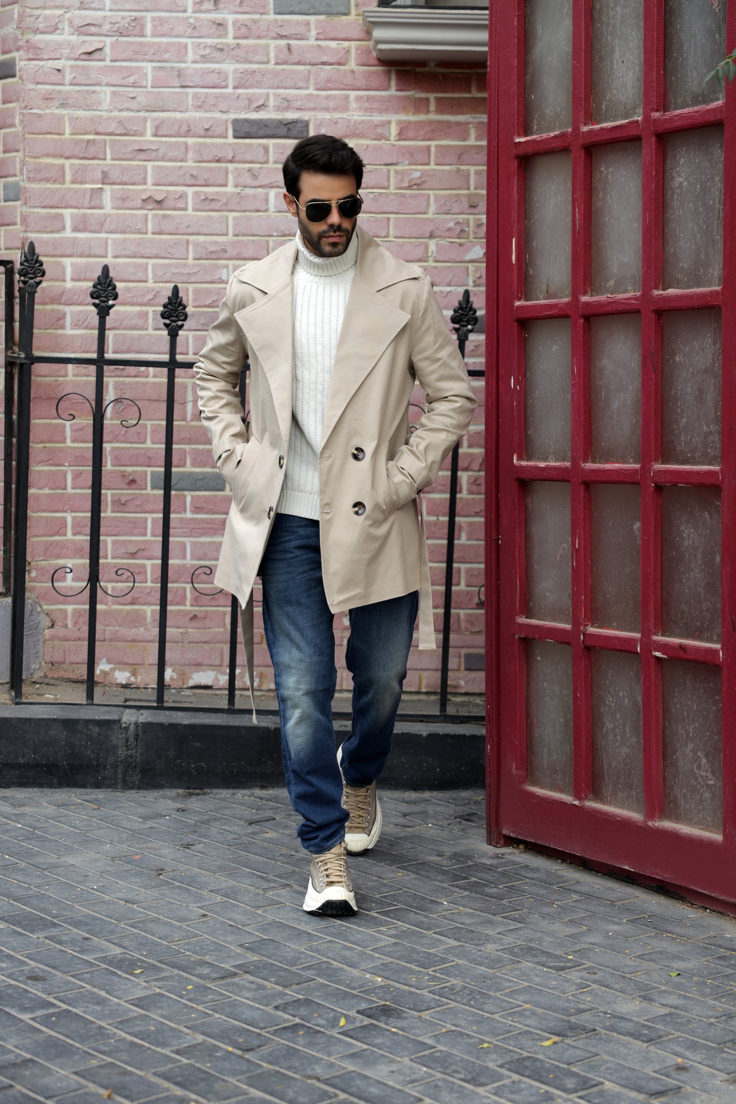 Beige Gabardine Trench