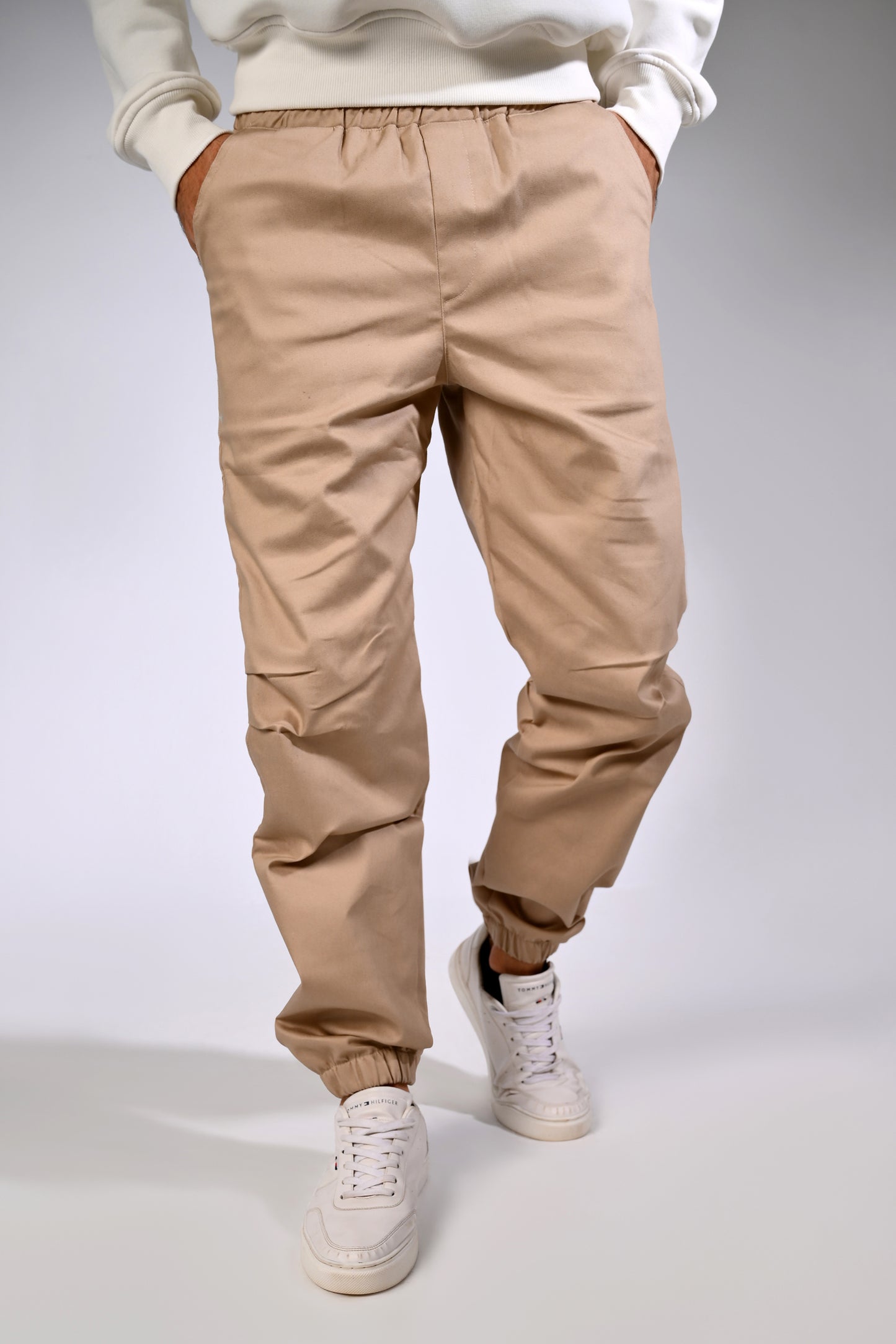 Beige Gabardine Cargo Pants