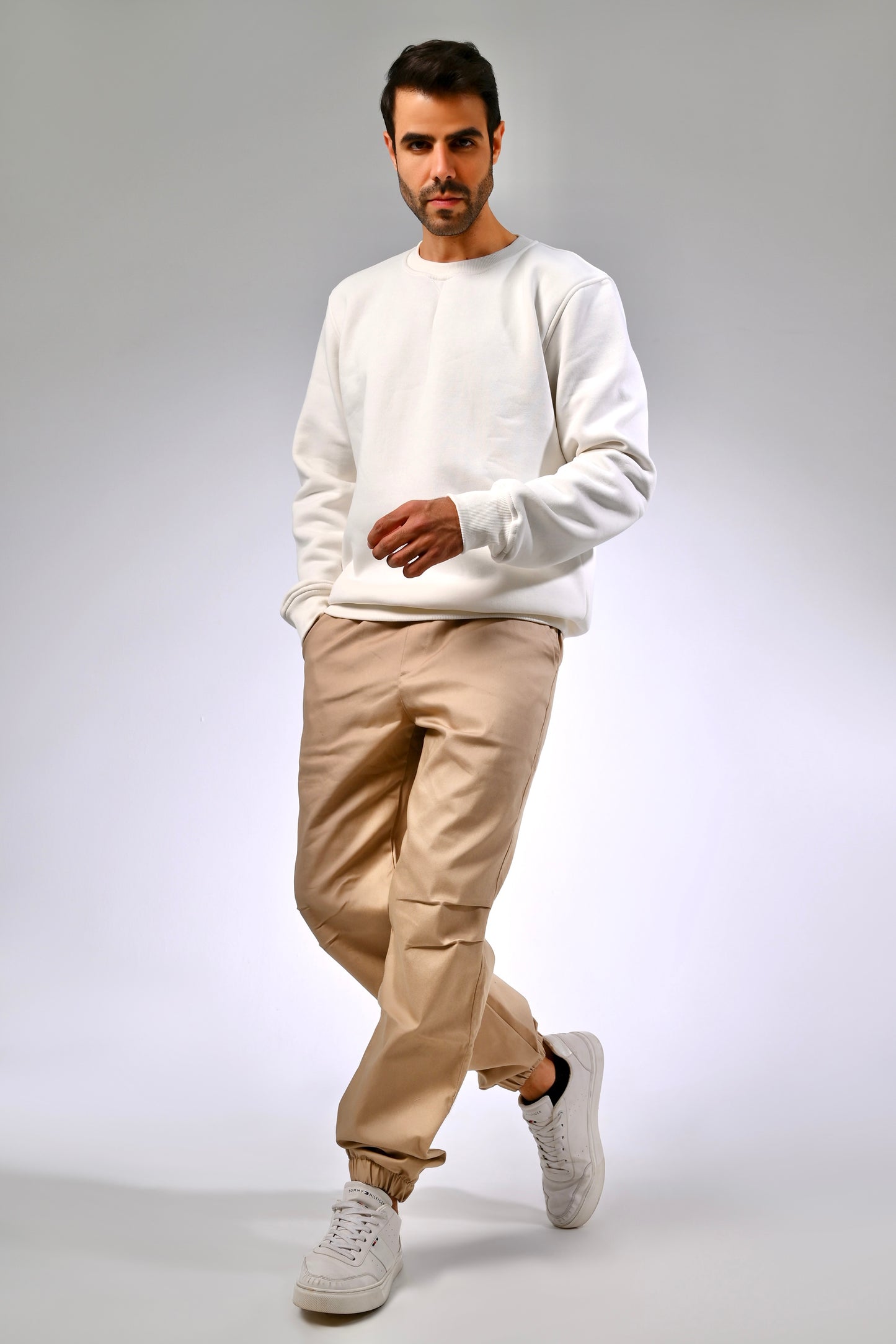 Beige Gabardine Cargo Pants