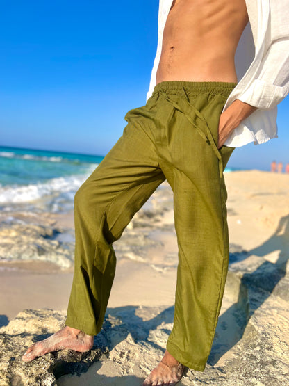 Olive Green Linen Pants